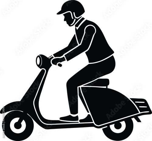 Silhouette of Person riding a scooter