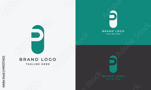 Modern Letter P Logo Design with Pill Type Icon for Medical, Business, and Digital Branding — Vector Template with Web and Infographic Elements