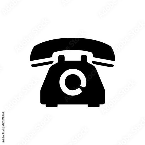 Rotary Telephone Modernized Black Icon 90s