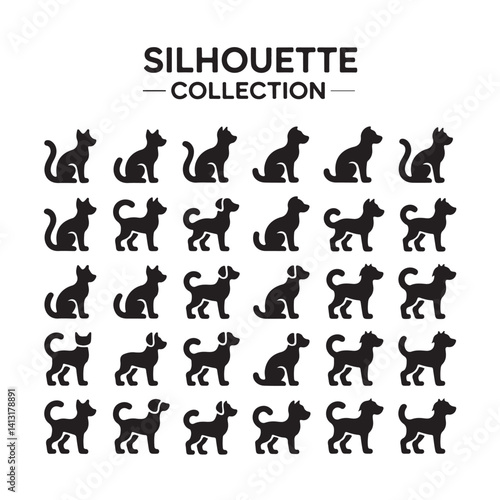 Vector Art Bundle of Dogs in Various Silhouettes