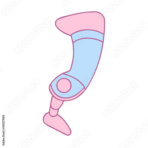 prosthetic limb icon in playful design with pastel colors  