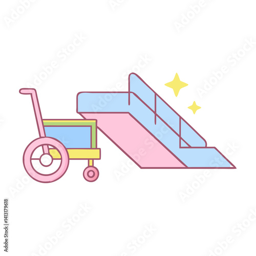 wheelchair ramp with sparkling design for accessibility  