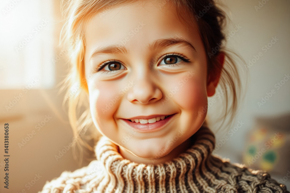 Joyful Little Girl Smiling Close-Up