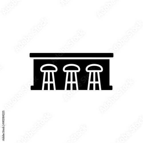 Bar Counter with Three Stools Icon