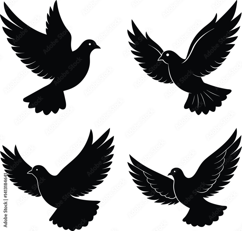 Obraz premium Flying Dove Silhouette vector