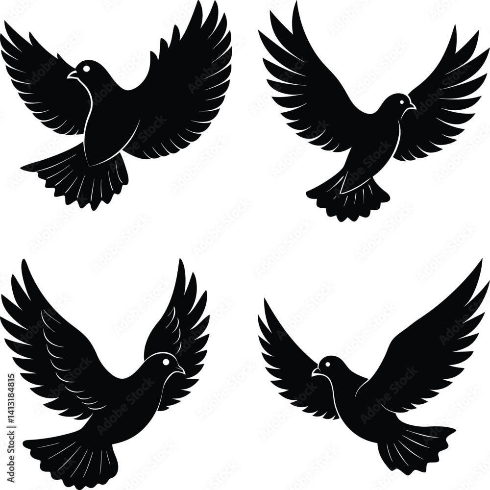 Obraz premium Flying Dove Silhouette vector