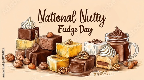 National Nutty Fudge Day, illustration