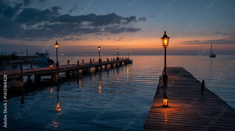Obraz premium Peaceful Pier at Dusk