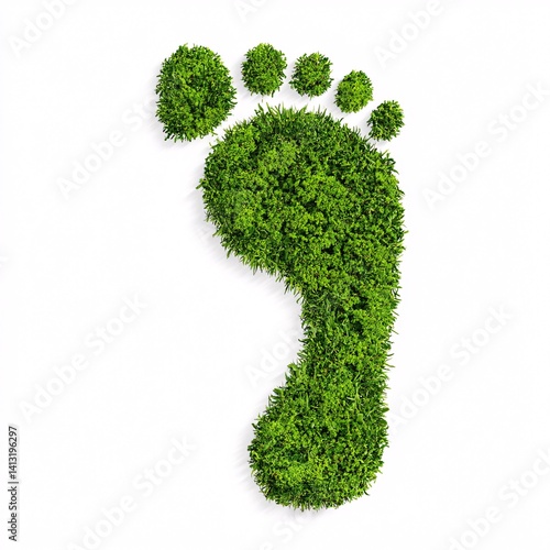 Green Footprint: A conceptual image of a footprint made entirely of green grass, signifying a commitment to sustainability and ecological responsibility.