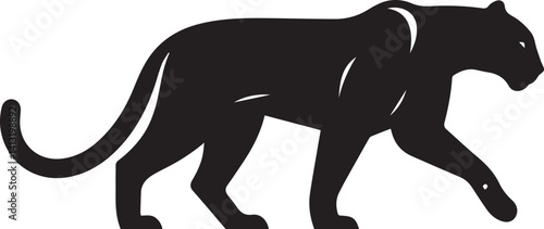 Black Panther Silhouette Vector Walking in Side Profile

