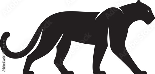 Black Panther Silhouette Vector Walking in Side Profile

