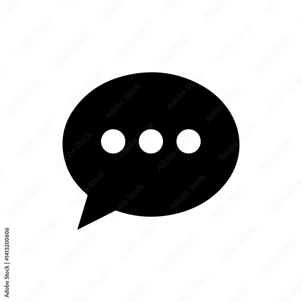Chat Bubble with Ellipsis for Discussion Icon Chat Bubble with Ellipsis for Discussion Icon