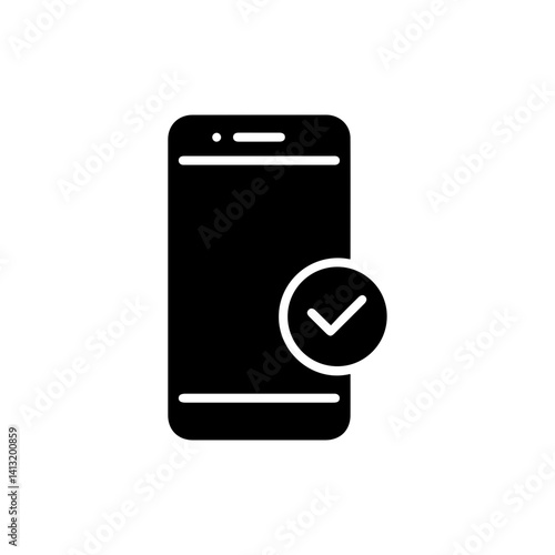 Mobile Phone with Checkmark for Validation Icon