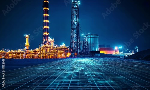 Digital Transformation in Oil Refinery at Night