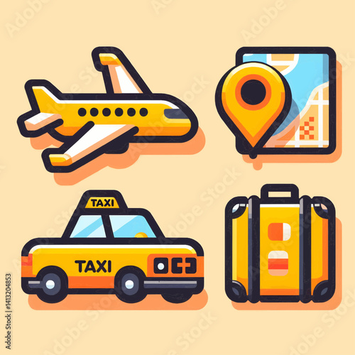 transportation icons set