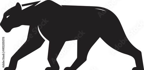 Black Panther Silhouette Vector Walking in Side Profile

