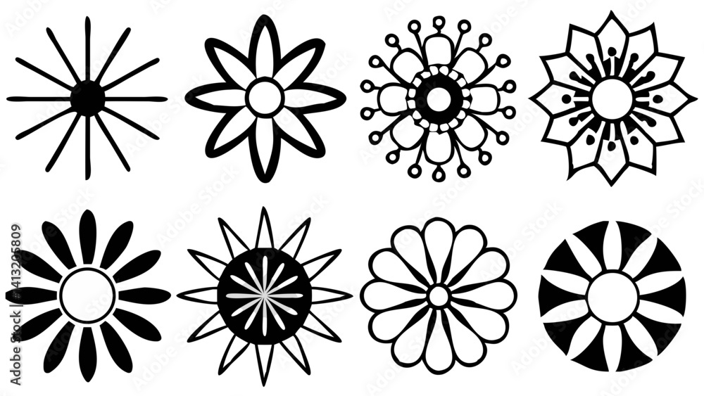 set of floral elements set of floral elements