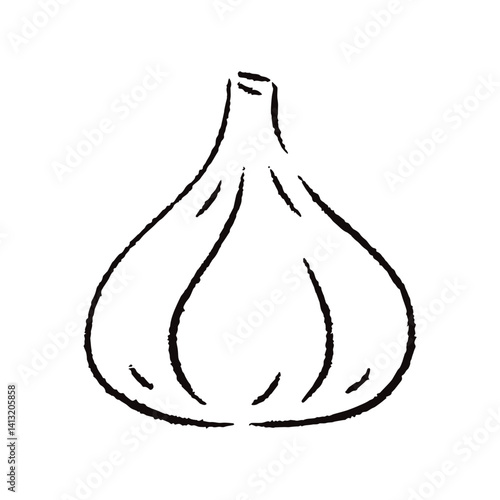 手描きのにんにくのイラスト2_白黒