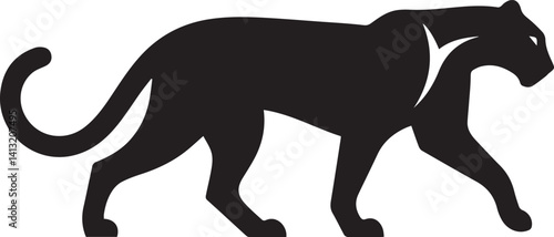 Black Panther Silhouette Vector Walking in Side Profile

