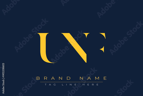 UNF abstract letter logo design. This logo is designed by three abstract letters.
