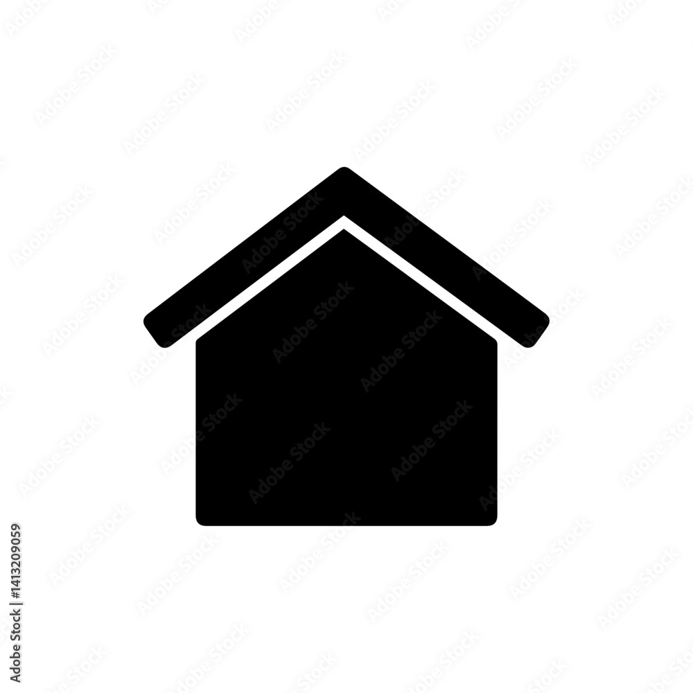 House Roof Icon Flat Black Filled Clean Edges Design House Roof Icon Flat Black Filled Clean Edges Design