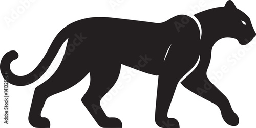 Black Panther Silhouette Vector Walking in Side Profile

