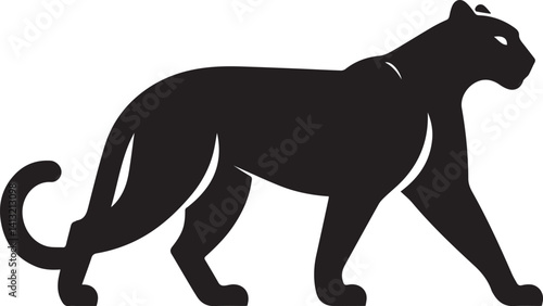 Black Panther Silhouette Vector Walking in Side Profile

