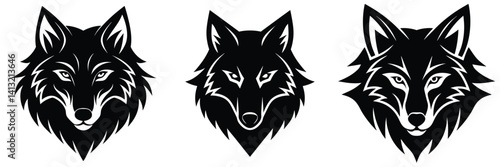 bundle of wolf heads, wolf head silhouette