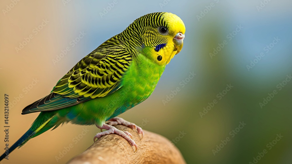 Fototapeta premium Colorful Budgerigar Parrot Perched on a Branch