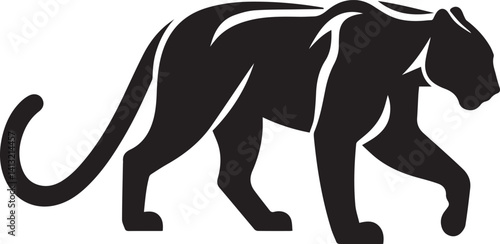 Black Panther Silhouette Vector Walking in Side Profile

