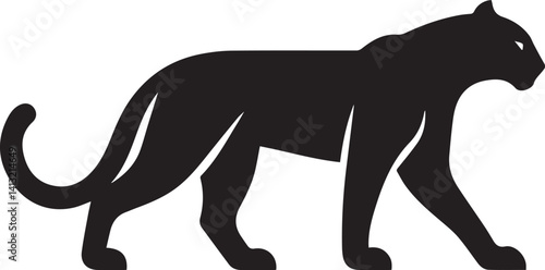 Black Panther Silhouette Vector Walking in Side Profile

