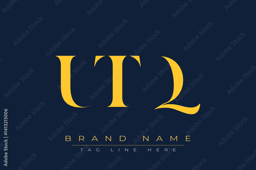 Naklejka premium UTQ abstract letter logo design. This logo is designed by three abstract letters.