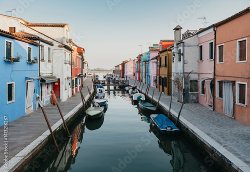 The Colourful Island of Burano in the Venetian Lagoon, Italy.