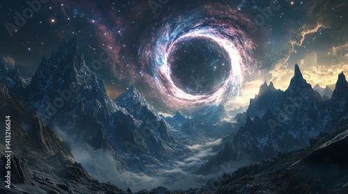 The beautiful Heavenly Hole surrounds the majestic mountain peaks.