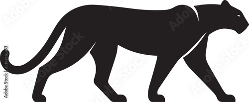 Black Panther Silhouette Vector Walking in Side Profile

