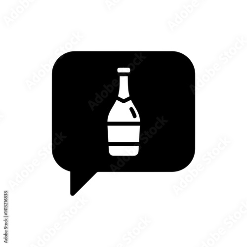 Speech bubble with champagne bottle icon representing celebration and special events