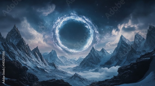 The beautiful Heavenly Hole surrounds the majestic mountain peaks.