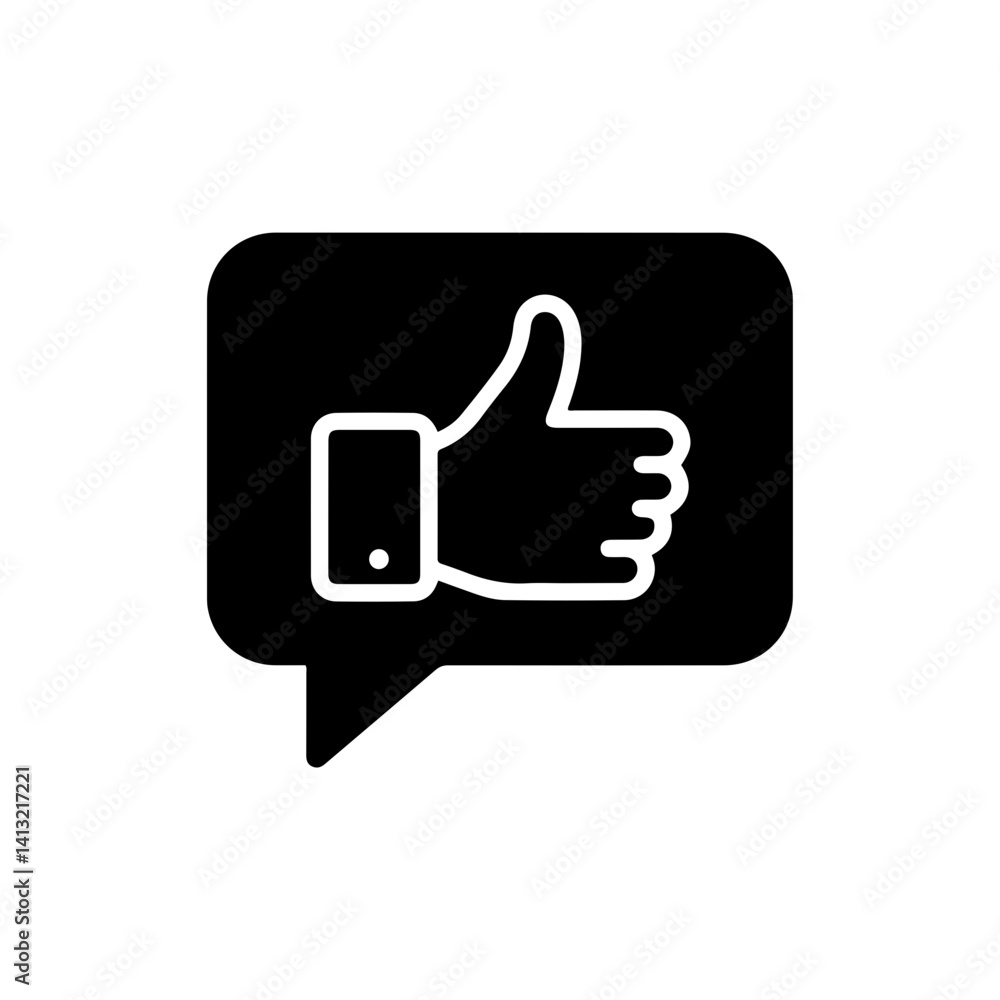 Speech Bubble with Thumbs Up Symbolizing Approval and Agreement Speech Bubble with Thumbs Up Symbolizing Approval and Agreement