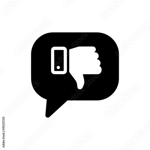 Speech Bubble with Thumbs Down Representing Disapproval and Rejection