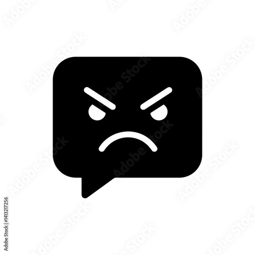 Speech Bubble with Angry Face Symbolizing Frustration and Anger
