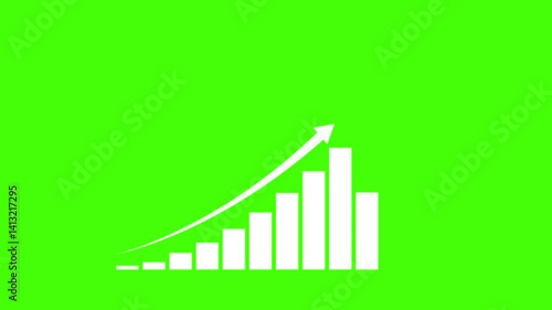 Business growth concept in graph chart showing marketing sales profit increasing to future target. business info graphics with rising arrow and bar stats appearing, symbolizing growth and success.