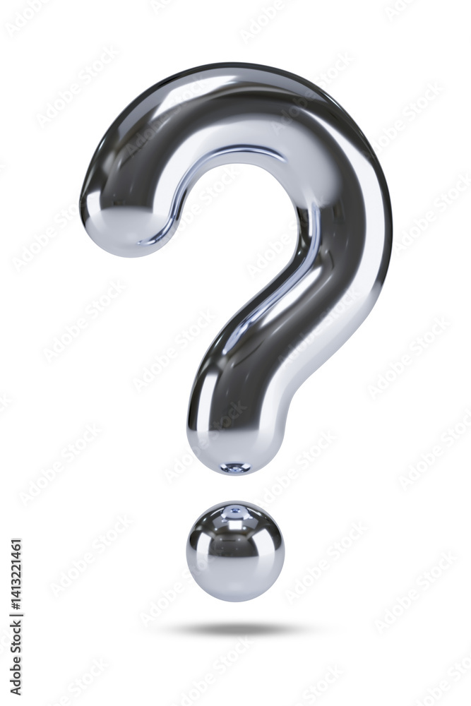 Three-dimensional metallic question mark isolated on white background. 3d illustration. Three-dimensional metallic question mark isolated on white background. 3d illustration.
