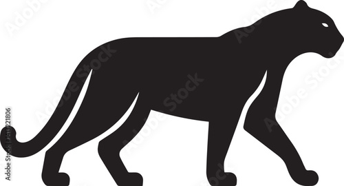 Black Panther Silhouette Vector Walking in Side Profile

