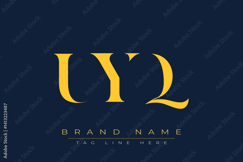 Obraz premium UYQ abstract letter logo design. This logo is designed by three abstract letters.