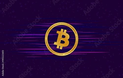 Obraz na płótnie images of the bitcoin-btc logo on a digital background. 3d illustrations. w salonie