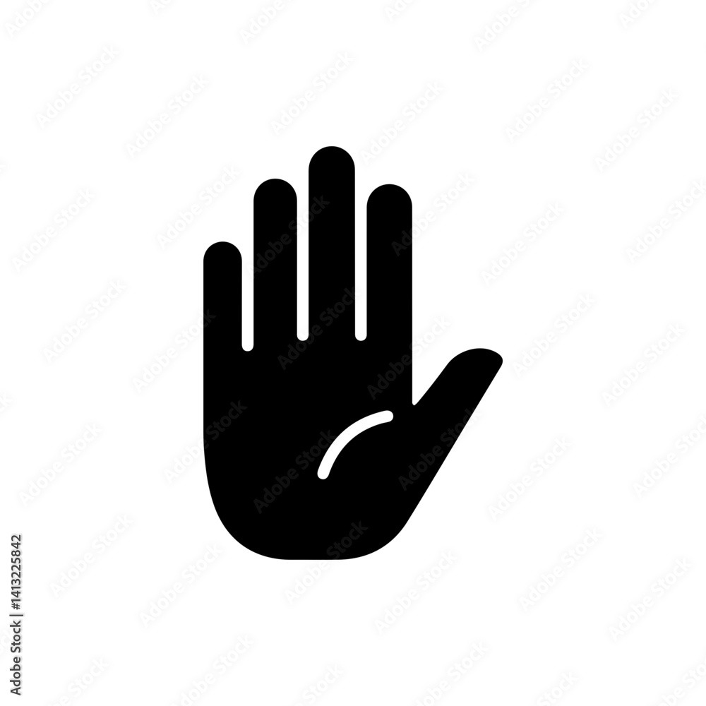 Obraz premium Hand with Palm Open and Fingers Spread Representing Surrender or Pause