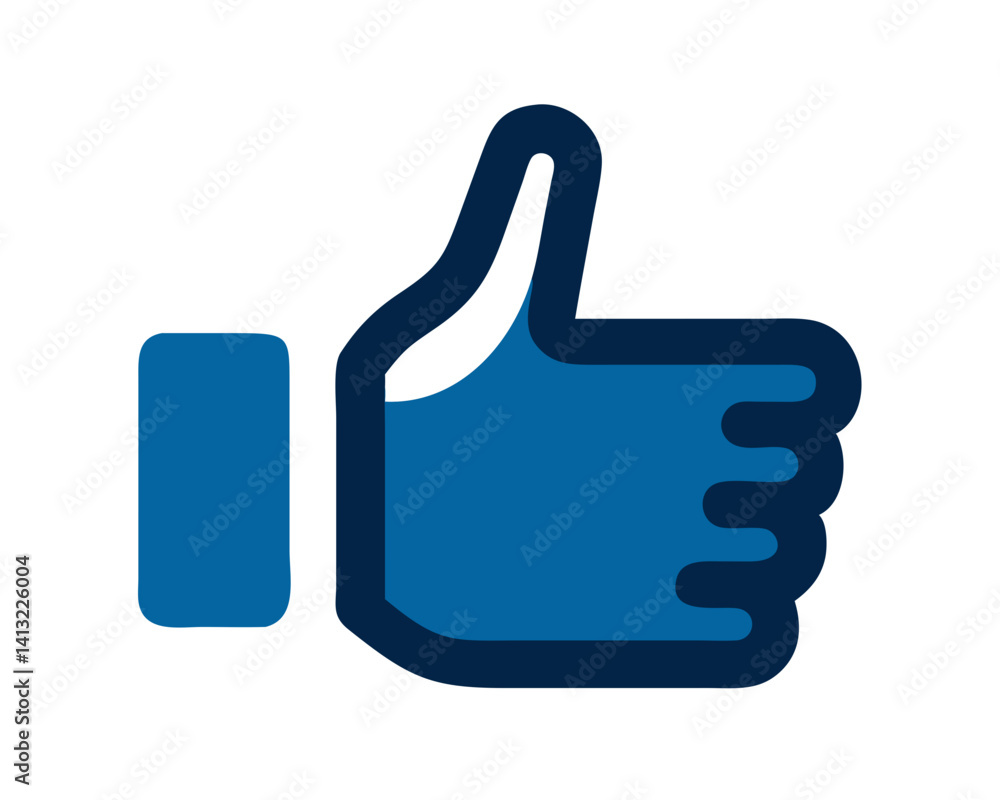 Thumbs Up Gesture Symbolizing Approval in Dark Blue Color Thumbs Up Gesture Symbolizing Approval in Dark Blue Color
