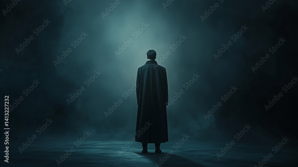 Obraz premium A person wearing a long coat seen from behind