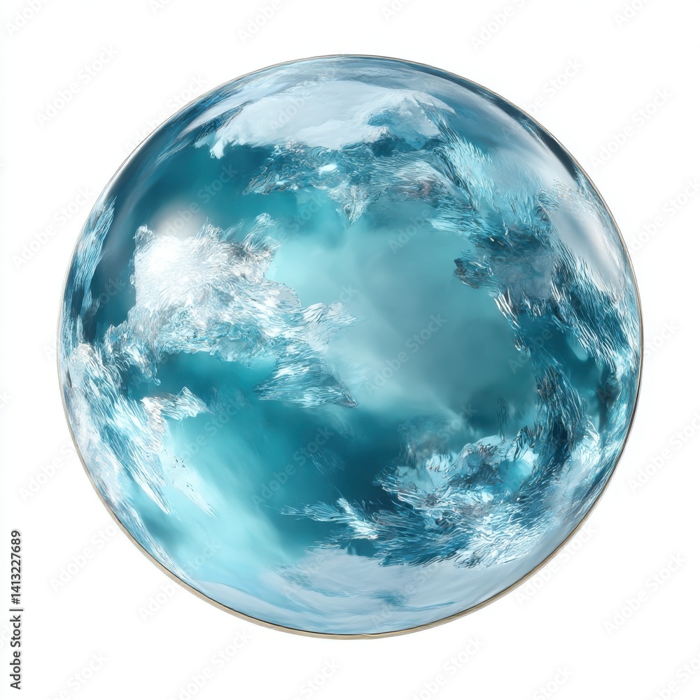 Water planet with clouds isolated on white background Water planet with clouds isolated on white background