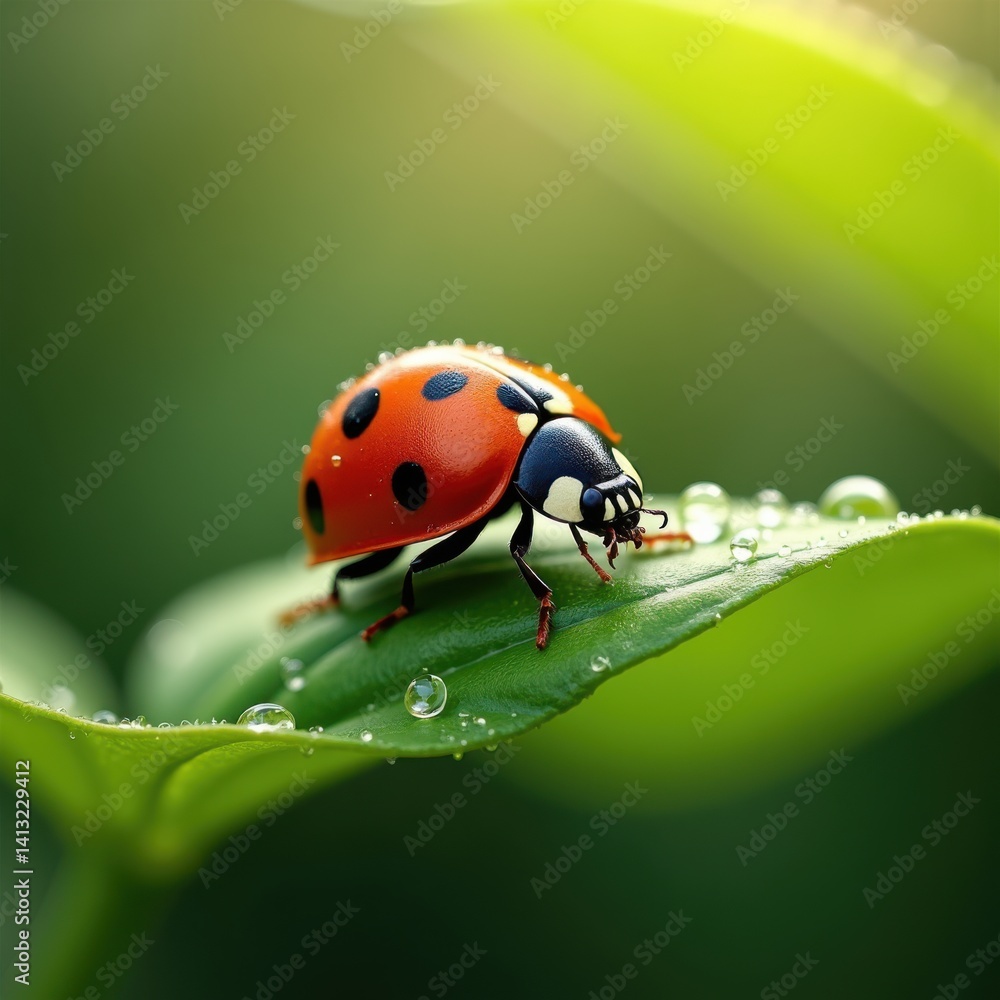 close view vibrant ladybug resting fresh green leaf natural habitat, nature, micro, flora, plant, macro, colorful, biodiversity, ecosystem, texture close view vibrant ladybug resting fresh green leaf natural habitat, nature, micro, flora, plant, macro, colorful, biodiversity, ecosystem, texture